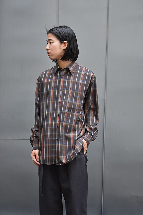 AURALEE[オーラリー] Super Light Wool Check Shirt [Dark Brown Check]