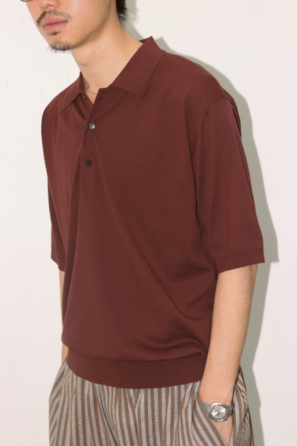 AURALEE [ SUPER HIGH GAUGE COTTON KNIT POLO ]