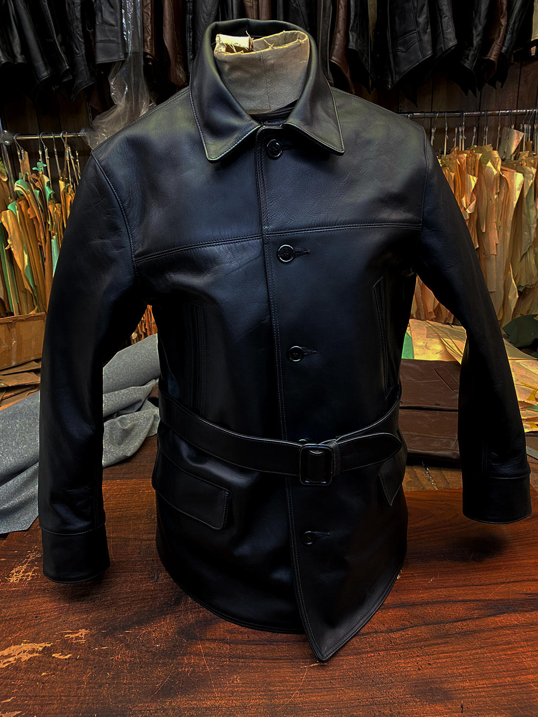 Bedford Horsehide Leather Car Coat Motorcycle Jacket