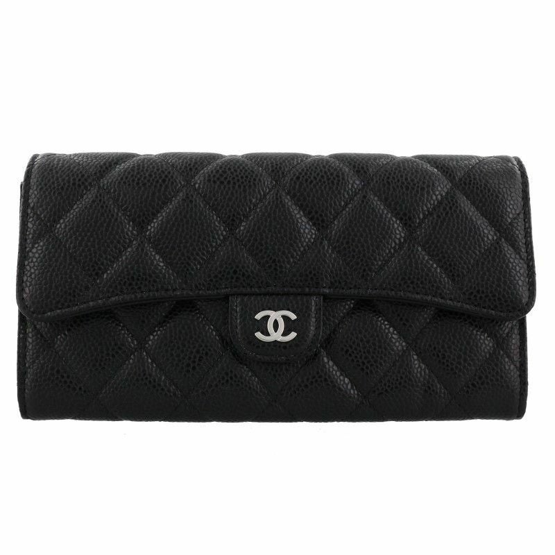 シャネル 三つ折り財布 レディース ココマーク ブラック CHANEL AP4328