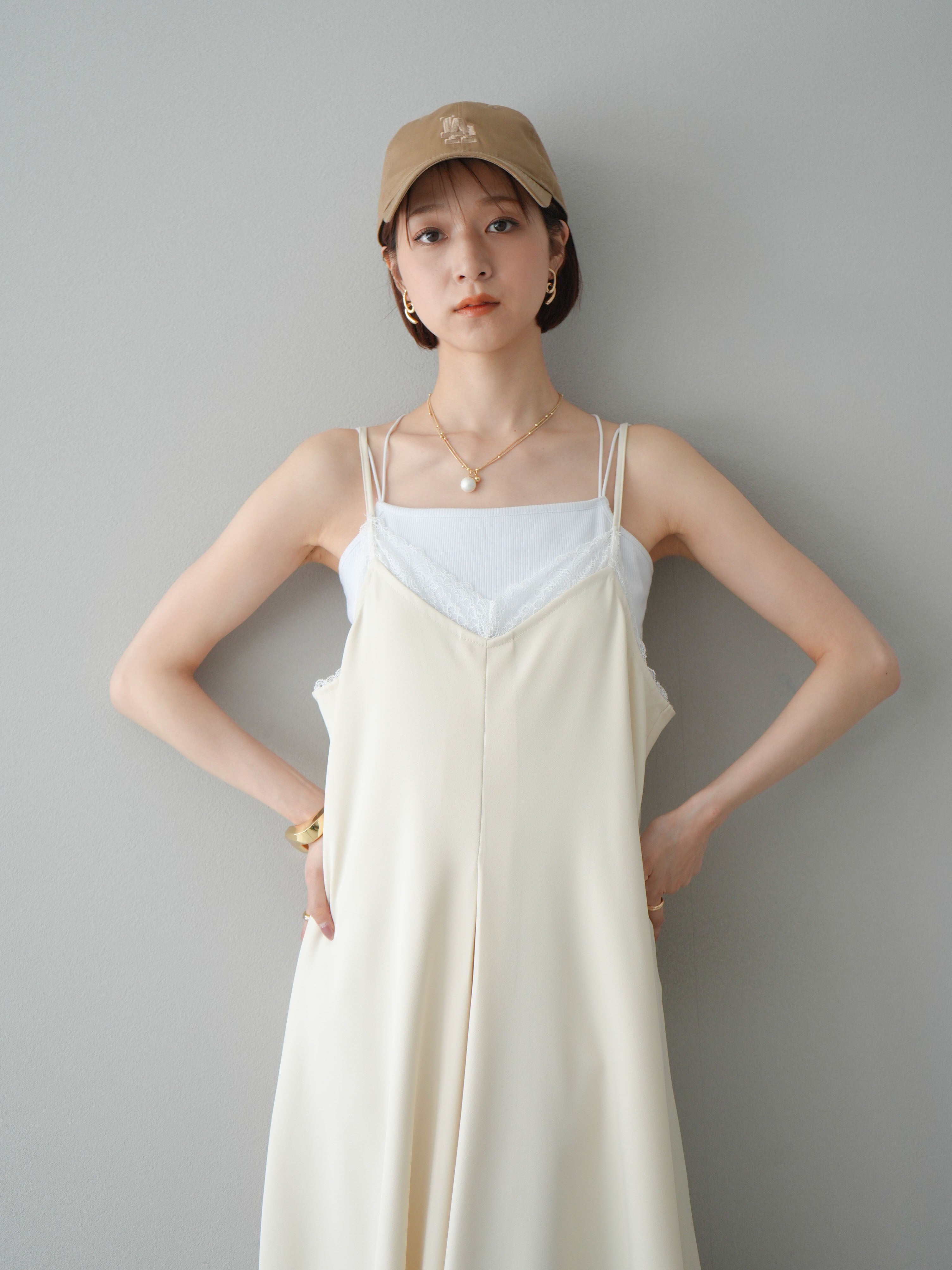 予約]レースタックキャミワンピース/アイボリー – Lumier