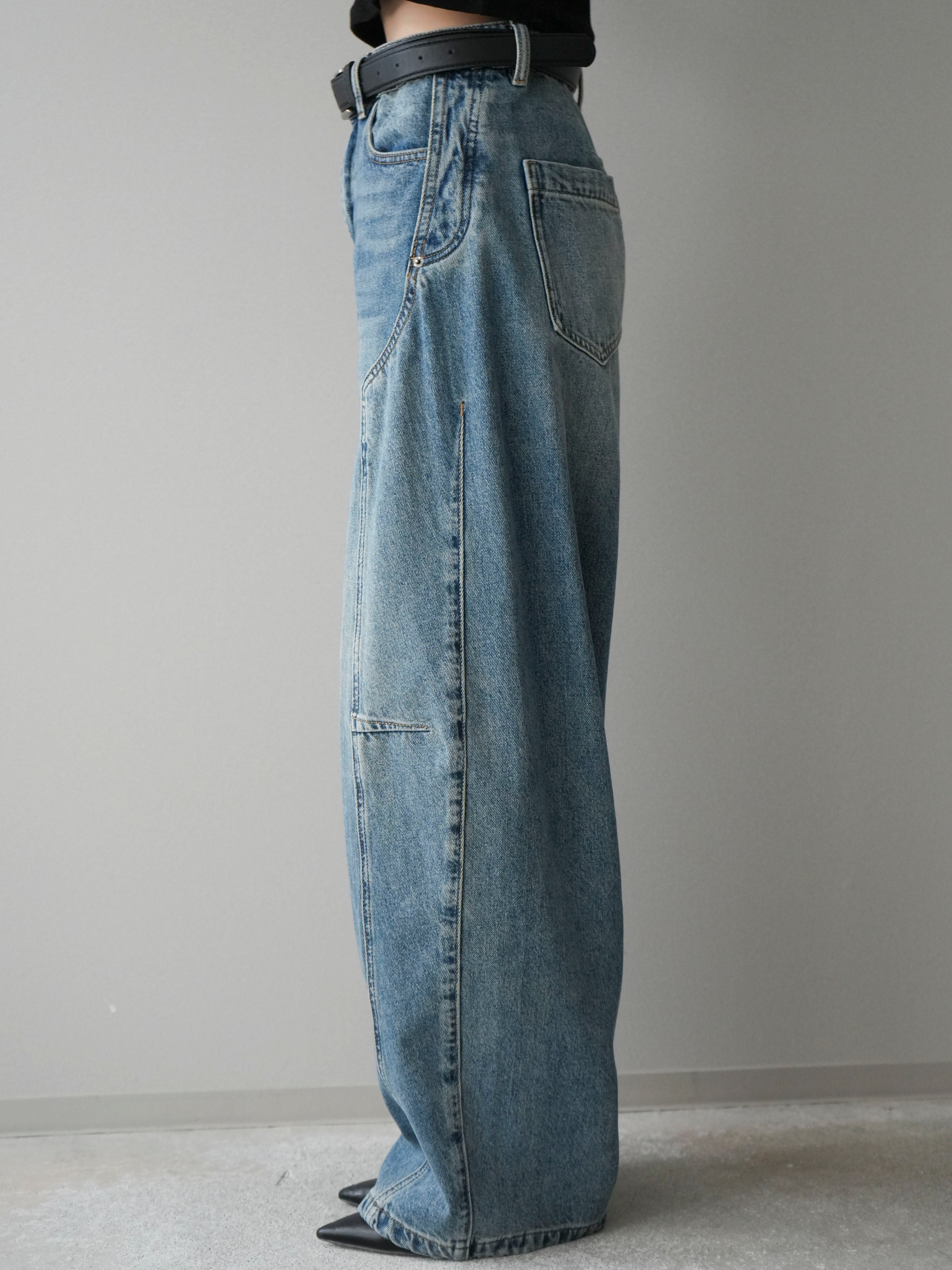 予約]ベルト付3Dカーブデニムパンツ/blue – Lumier