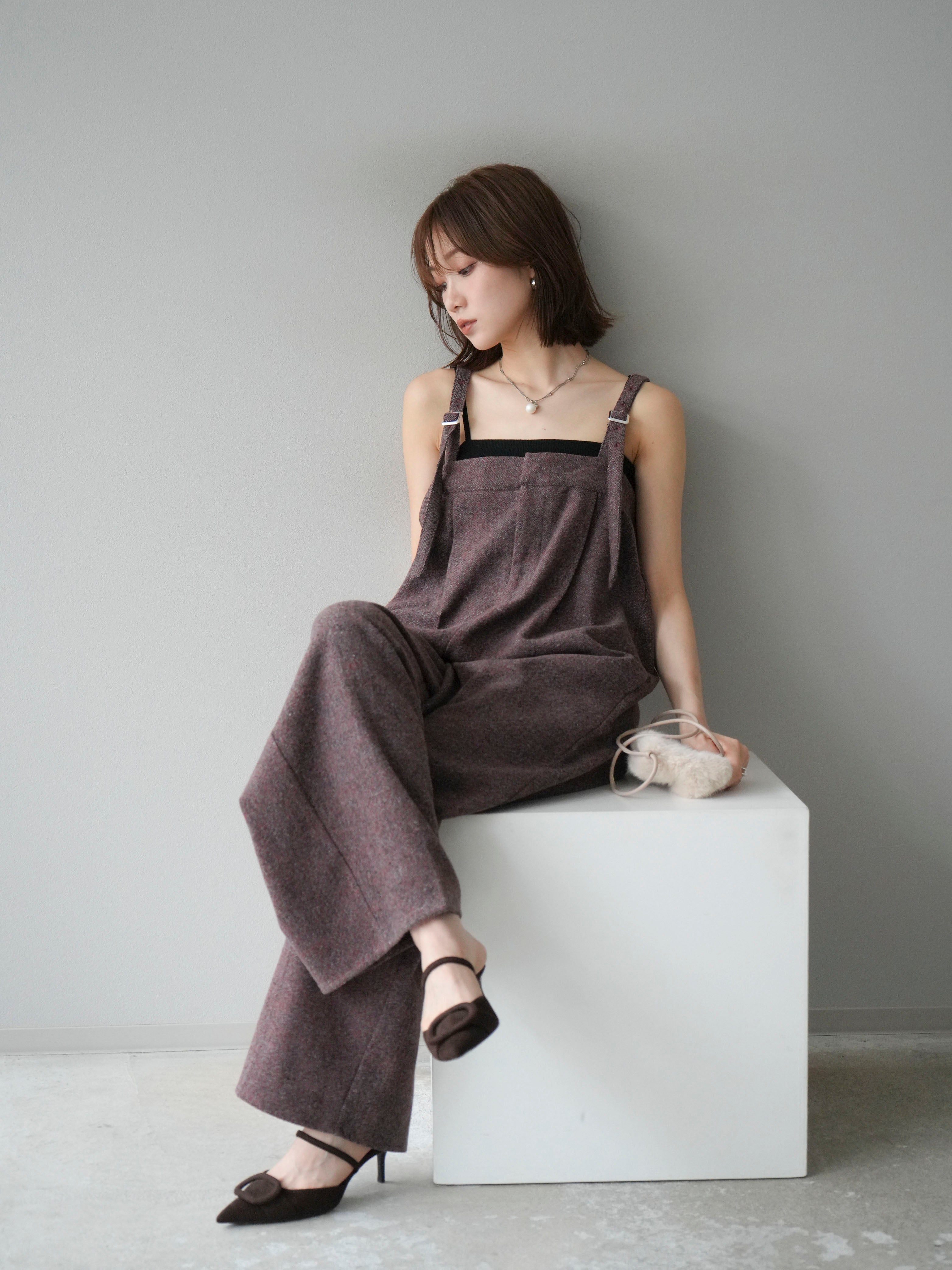 予約]ツイードベアサロペット/オレンジ – Lumier