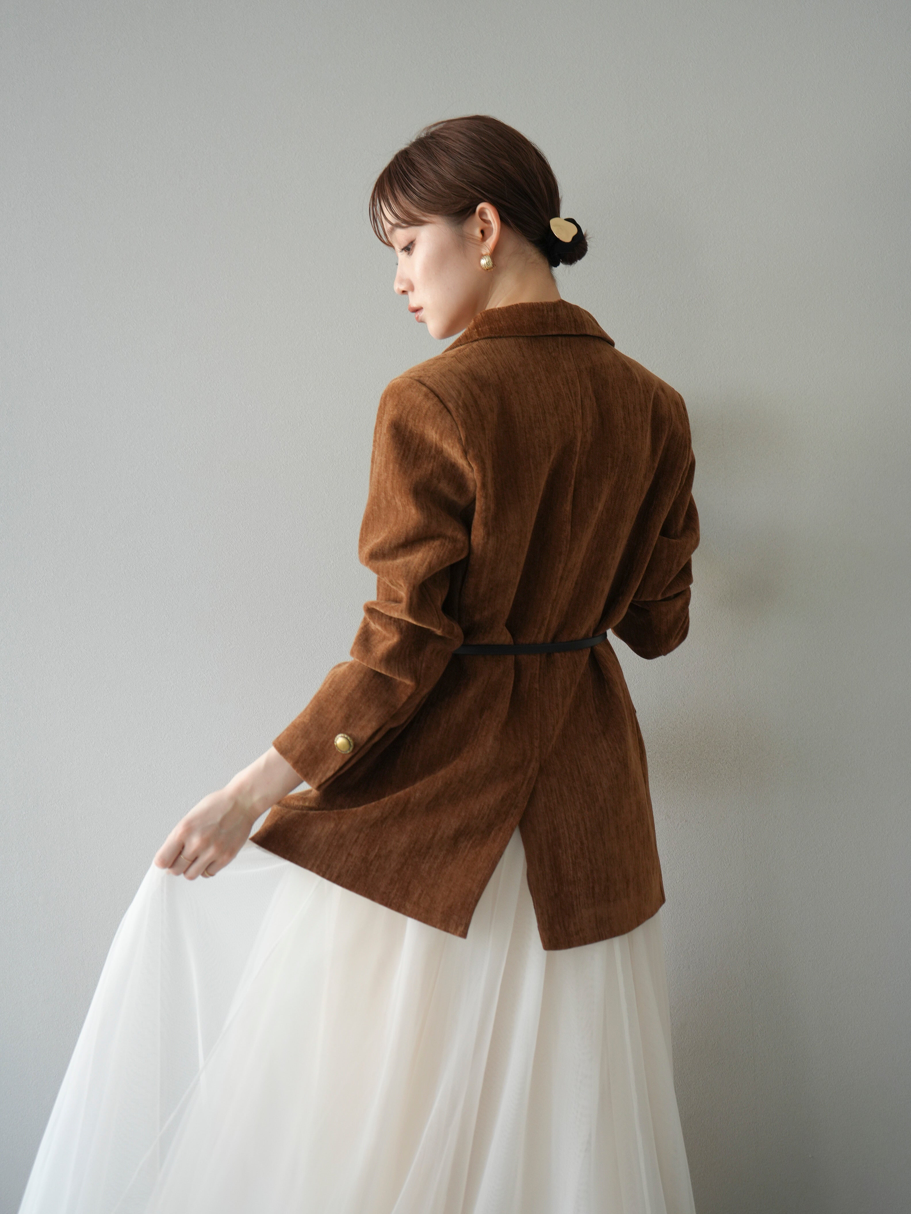 予約]ベロアダブルジャケット/キャメル – Lumier
