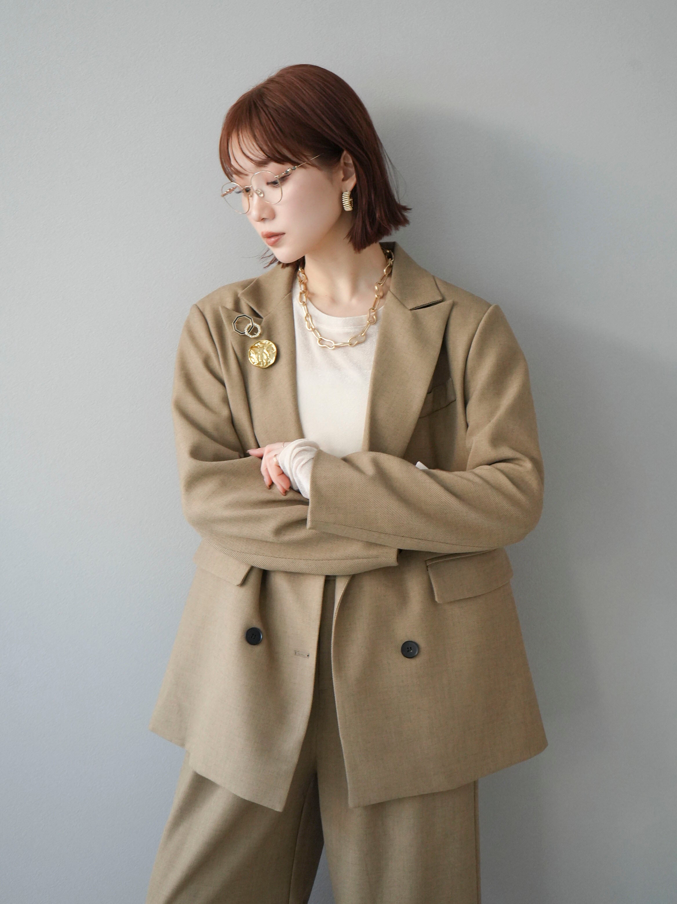 SET]ダブルテーラードジャケット＆パンツSET UP +ダブルテーラード