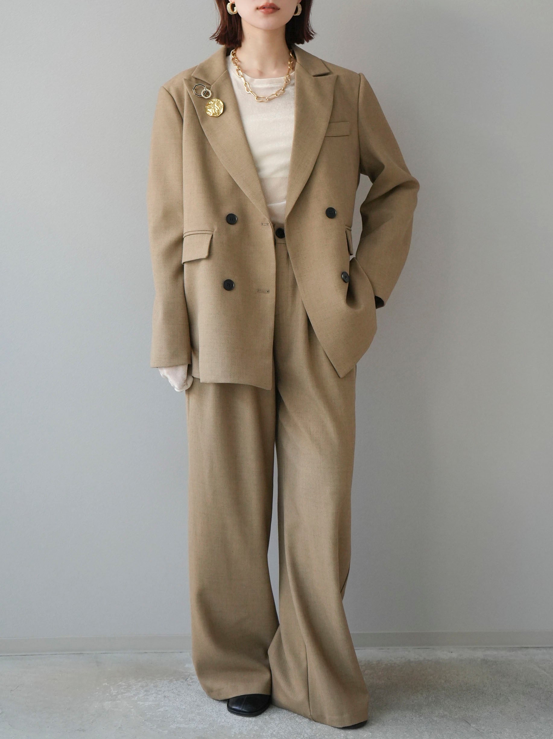 SET]ダブルテーラードジャケット＆パンツSET UP +ダブルテーラード