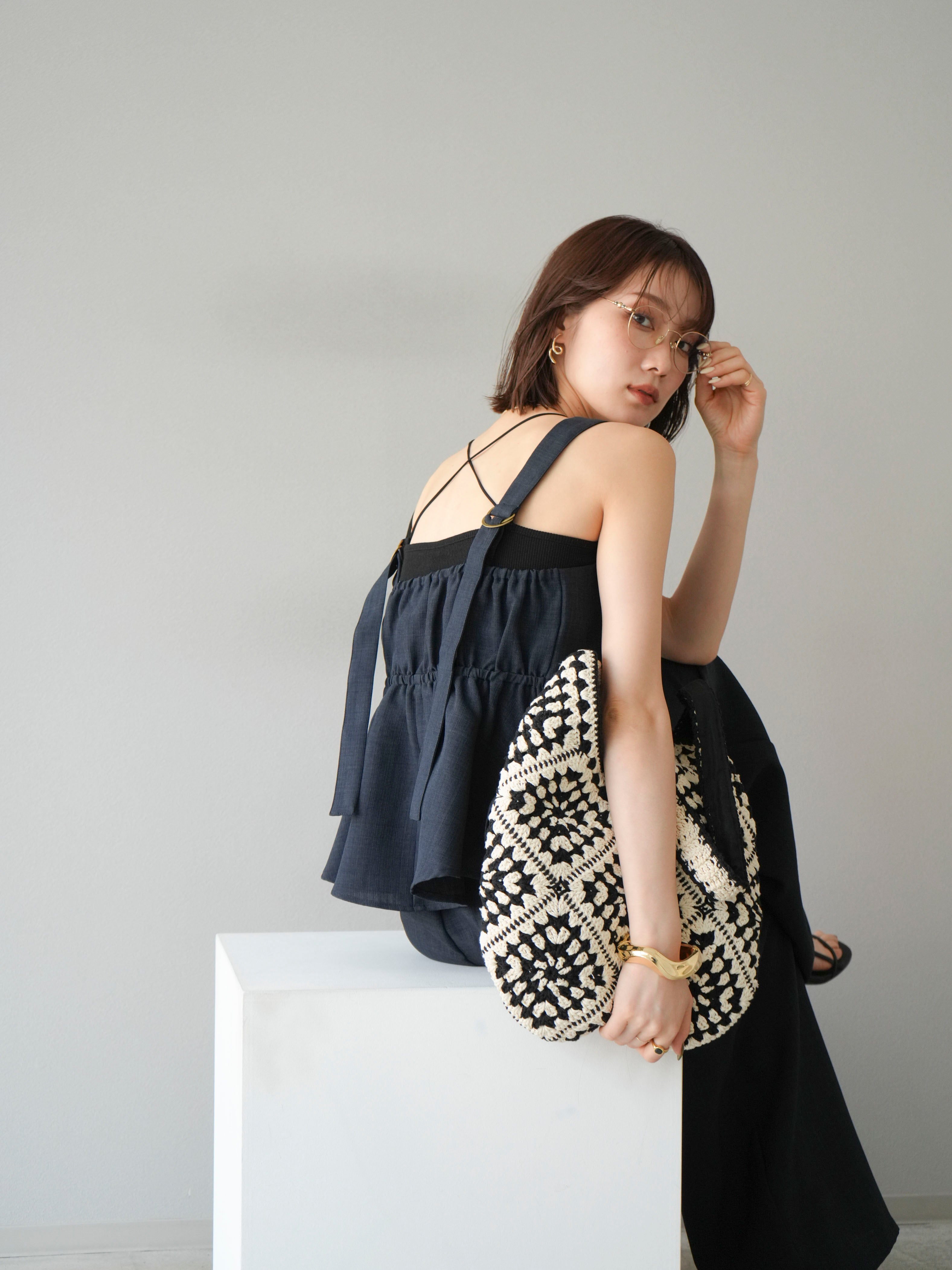 予約]リネンライクビスチェ/チャコール – Lumier