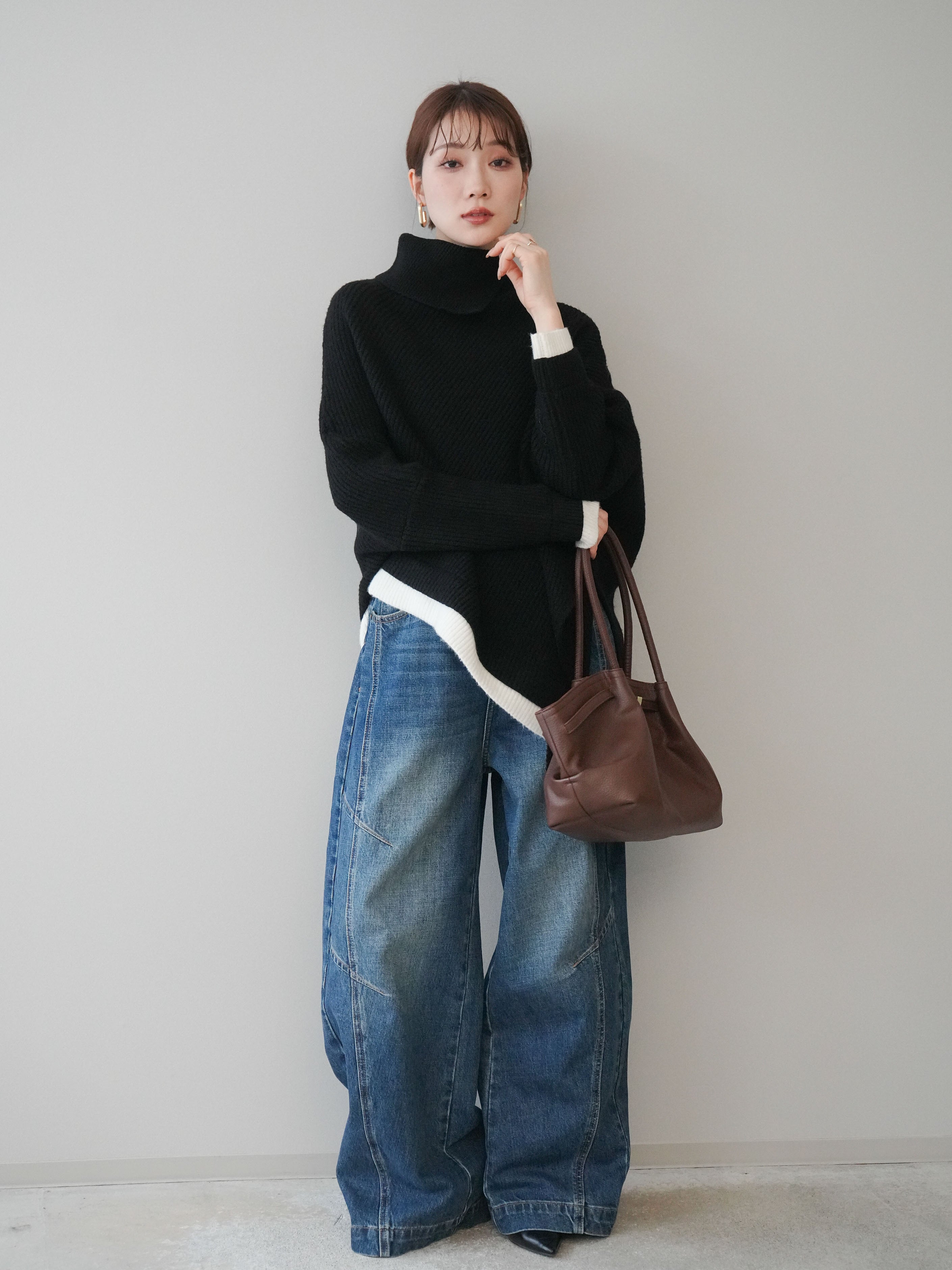 予約]デザインステッチカーブデニムパンツ/navy – Lumier