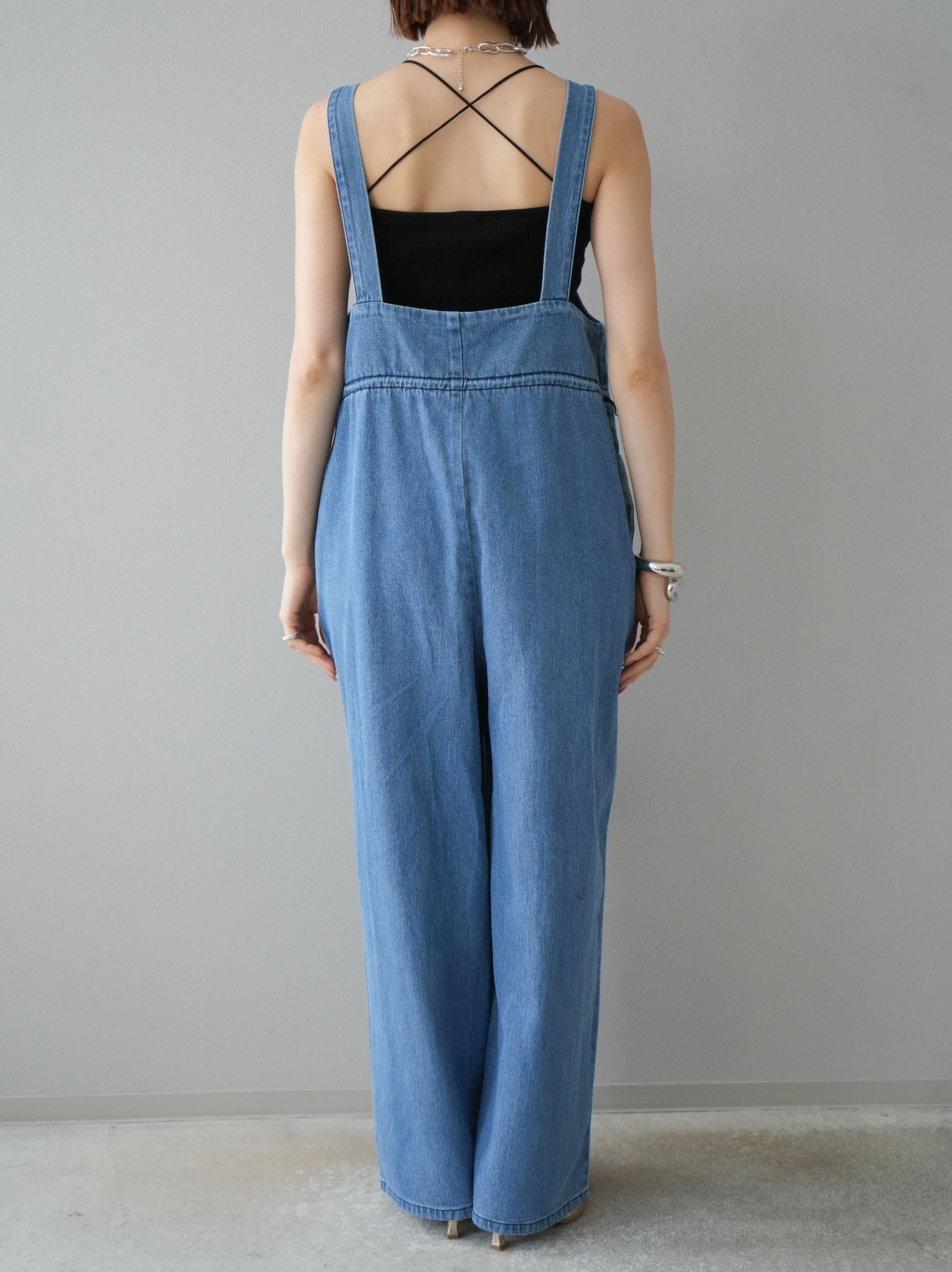 予約]ジップデザインドロストデニムサロペット/ブルー – Lumier