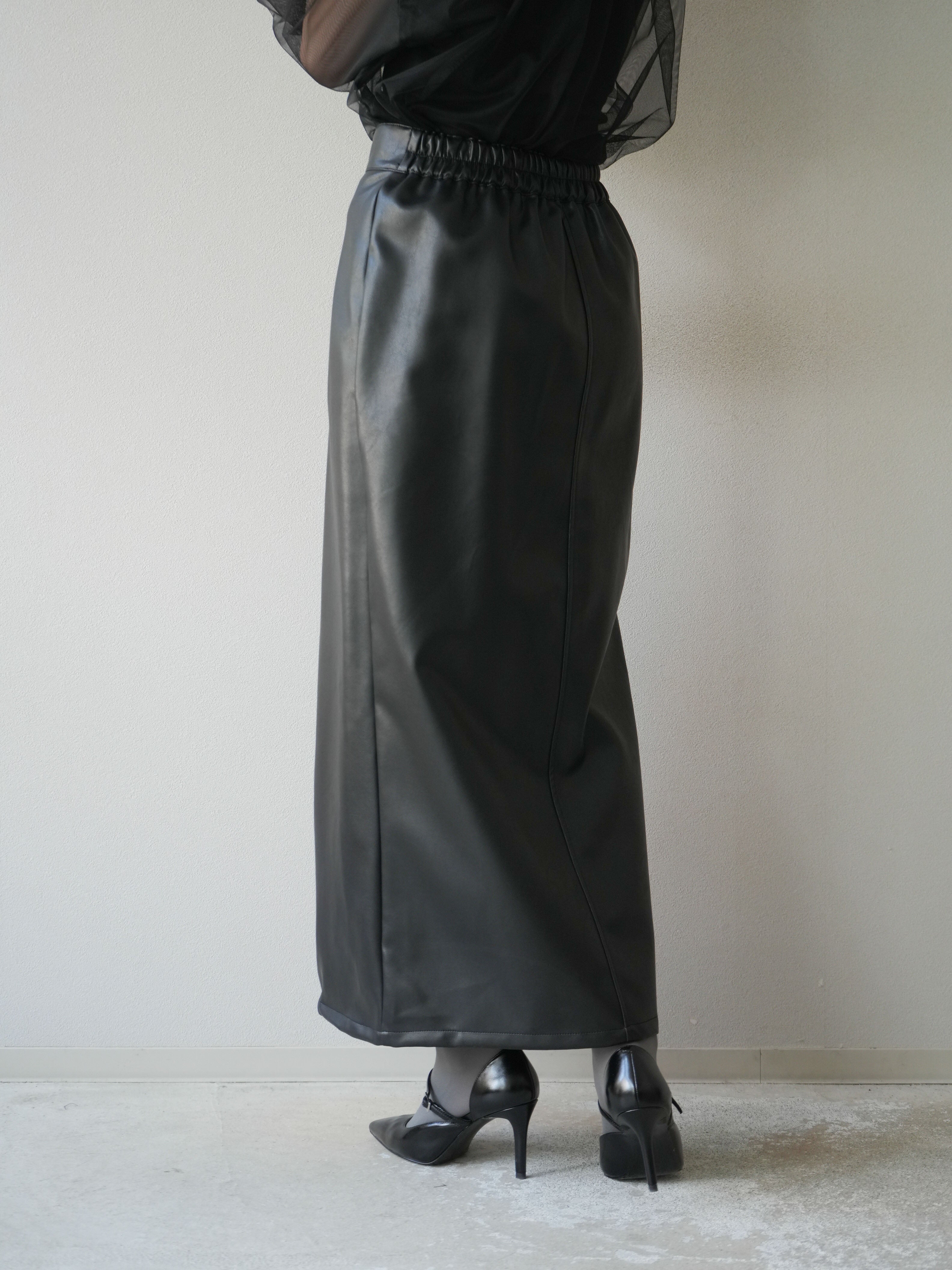 予約]フェイクレザーZIPタイトスカート/ブラック – Lumier