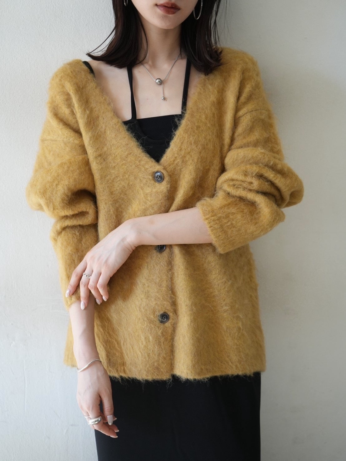 予約]モヘアニットカーディガン/イエロー – Lumier