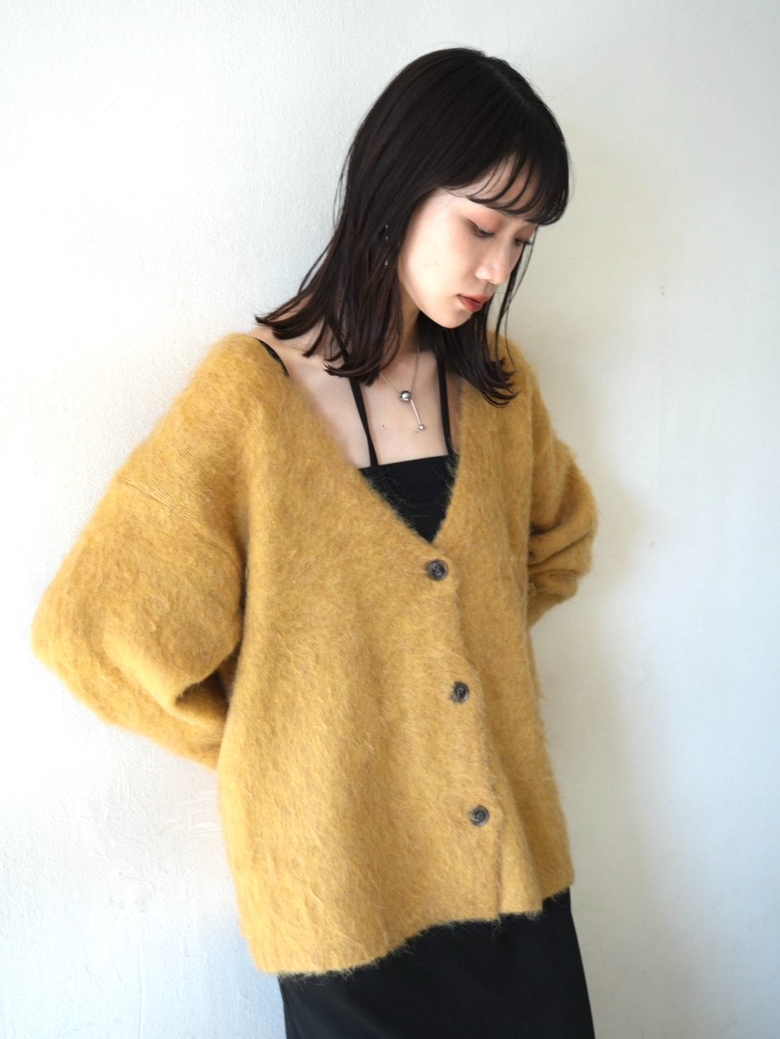 予約]モヘアニットカーディガン/イエロー – Lumier