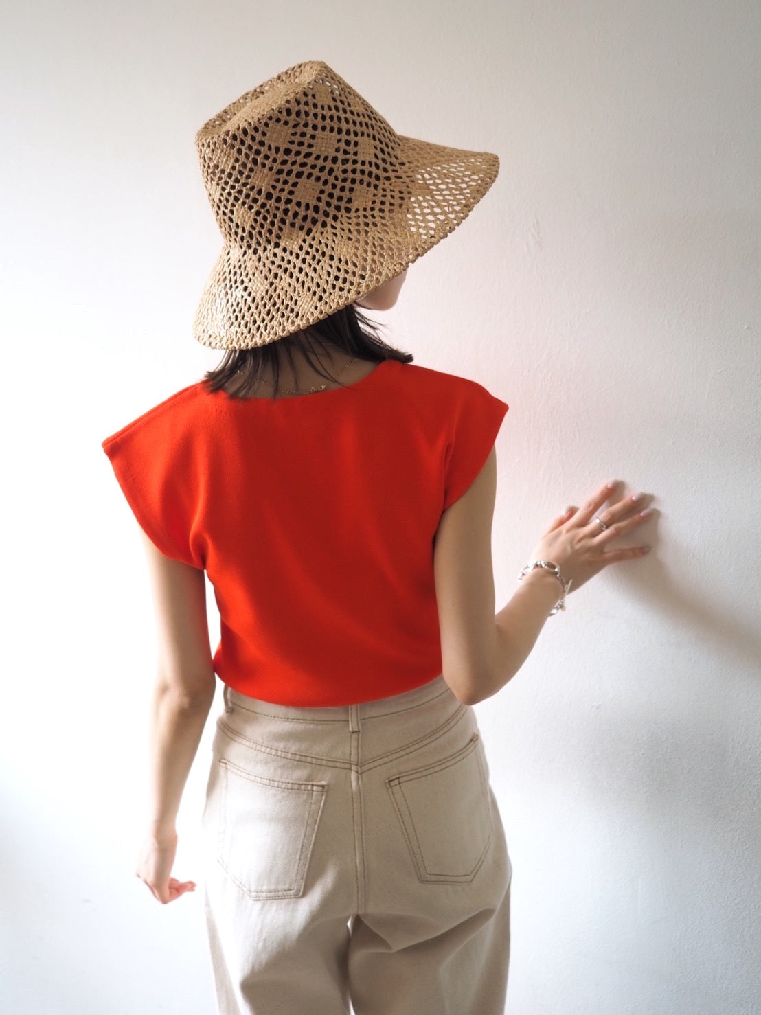 予約]フレンチミラノリブニットトップス/オレンジ – Lumier