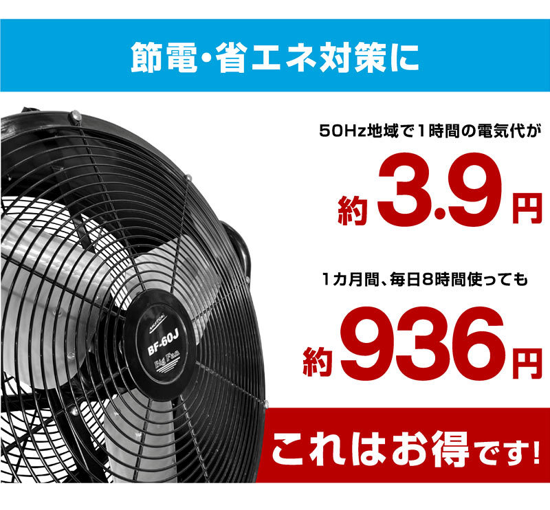 ナカトミ BF-60J 業務用扇風機 大型工場扇 工業扇 60cm 全閉式 ビッグ