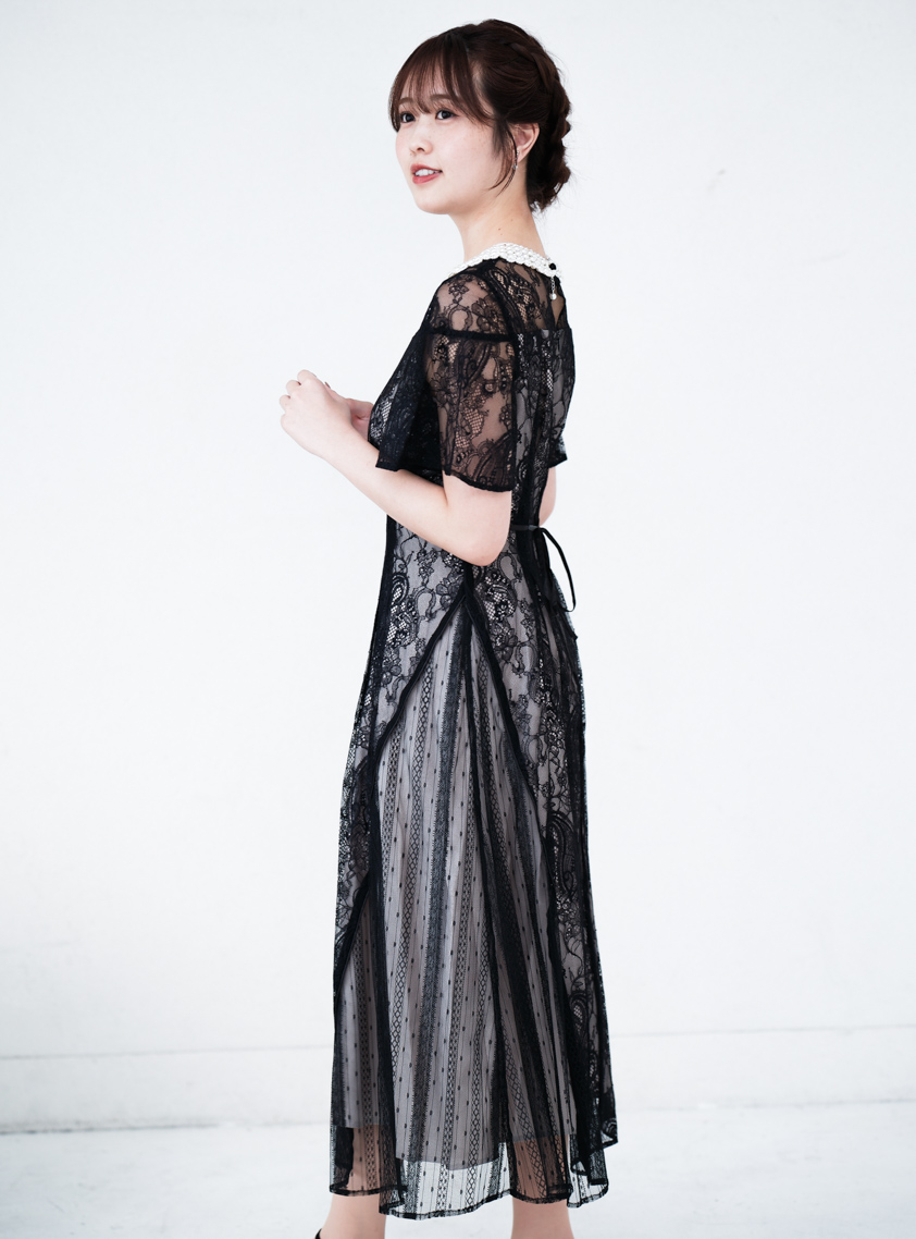 ペイズリー柄総レースワンピース｜結婚式パーティのレンタルドレス