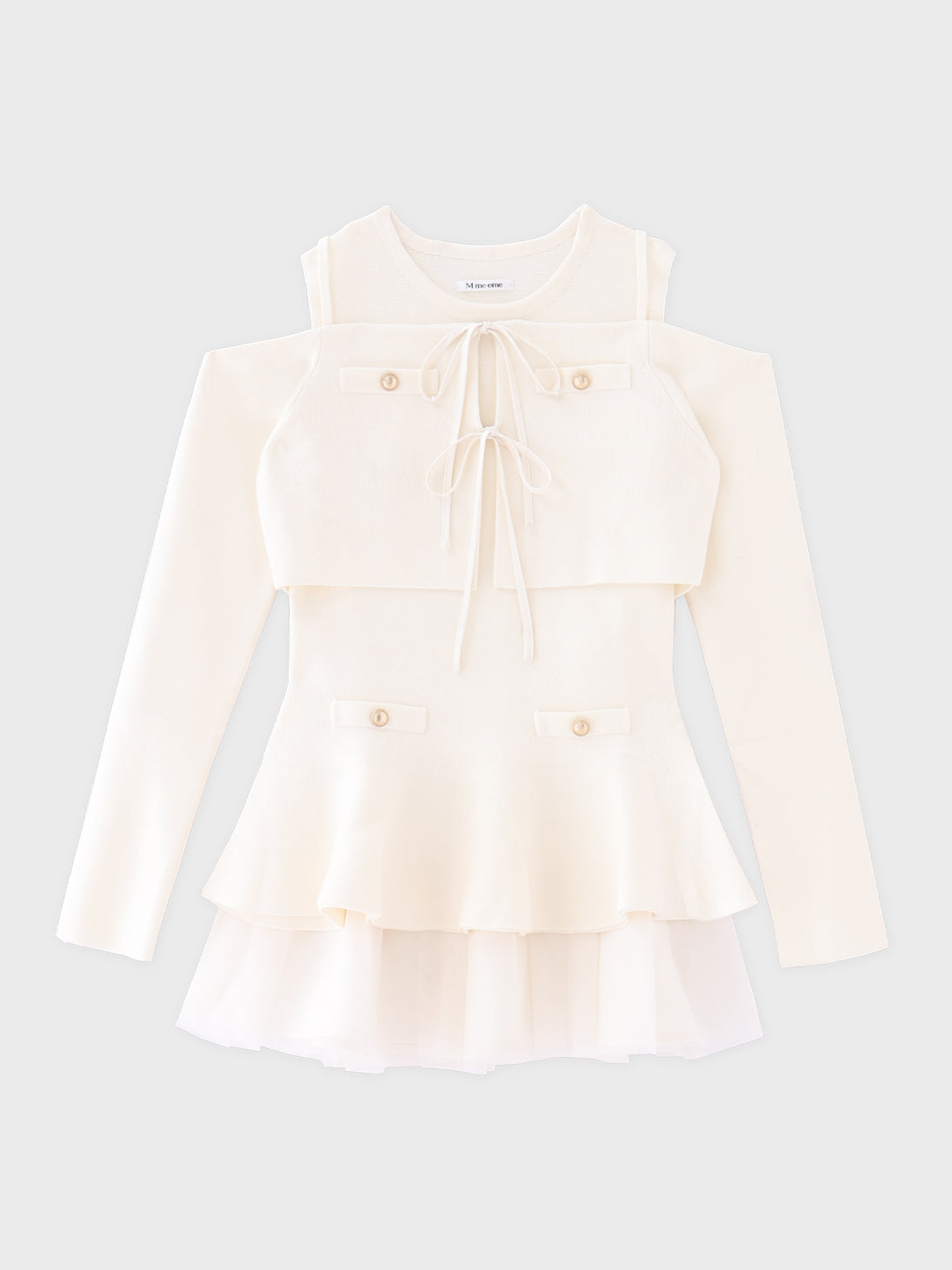 Ribbon peplum tulle knit set (eme11018) – M me eme