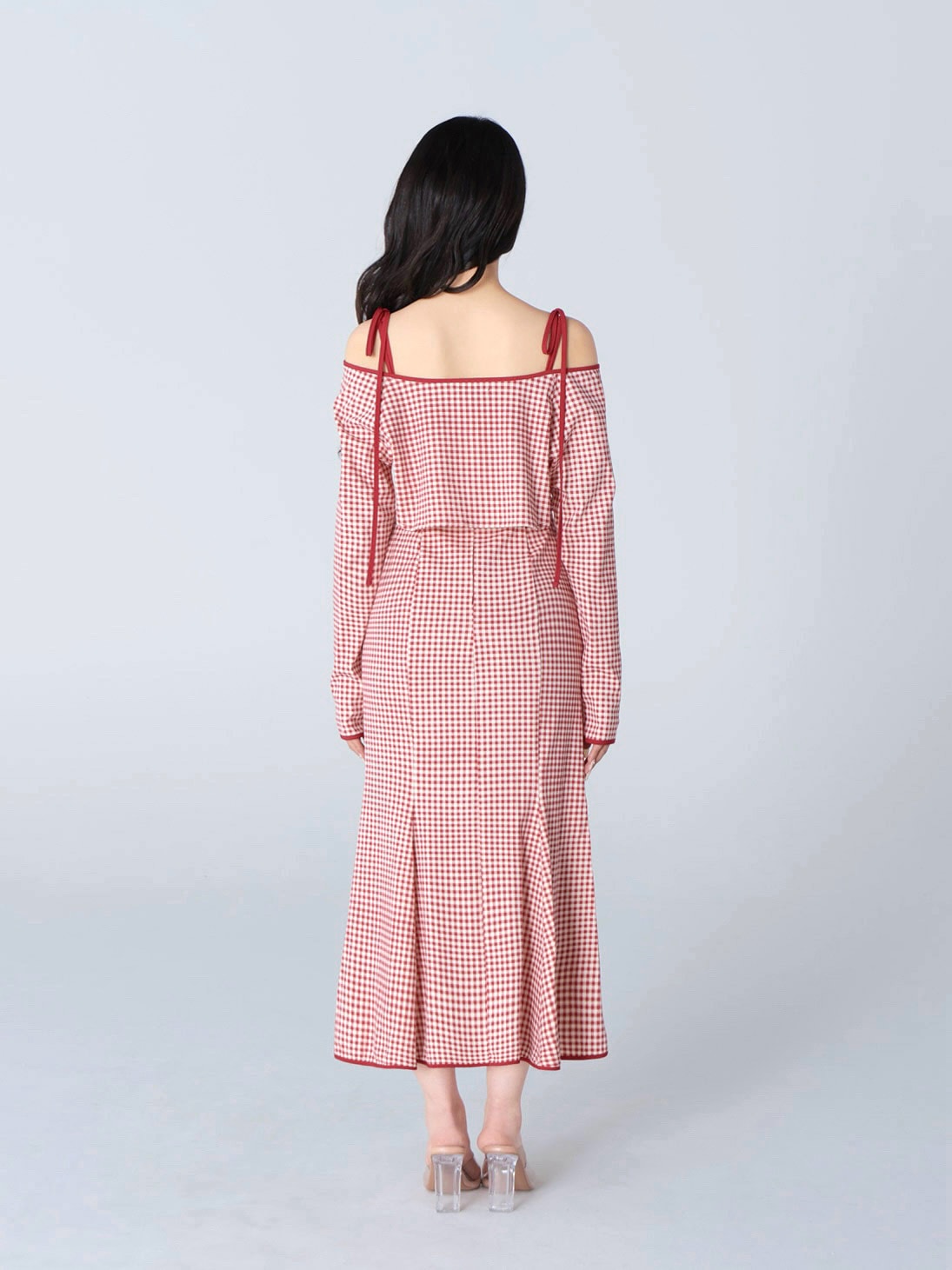 Gingham check ensemble long onepiece(eme10812) – M me eme