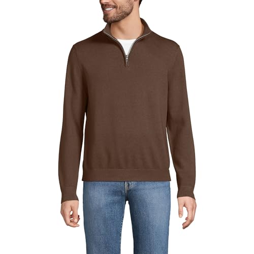 Lands' End Men's Long Sleeve Fine Gauge Cotton Quarter Zip Sweater