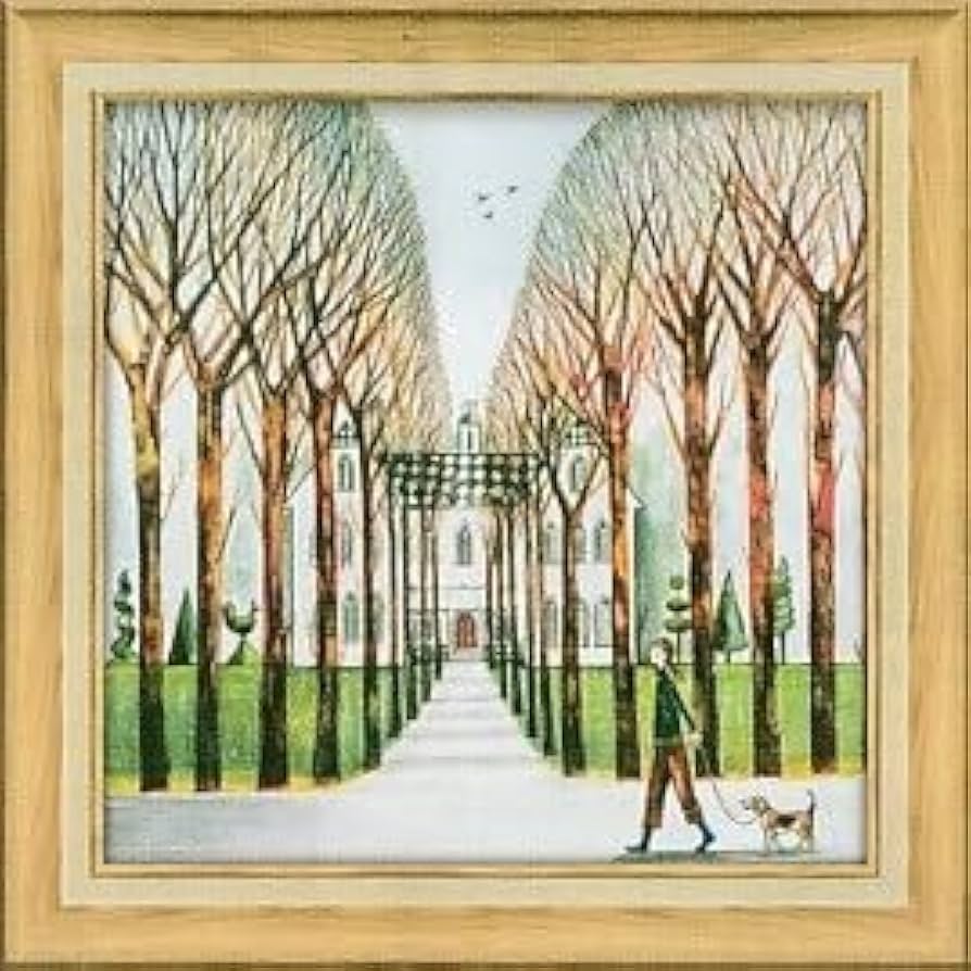 Amazon.co.jp: ジョーラム アベニュー 複製画 風景画 犬 散歩 並木道