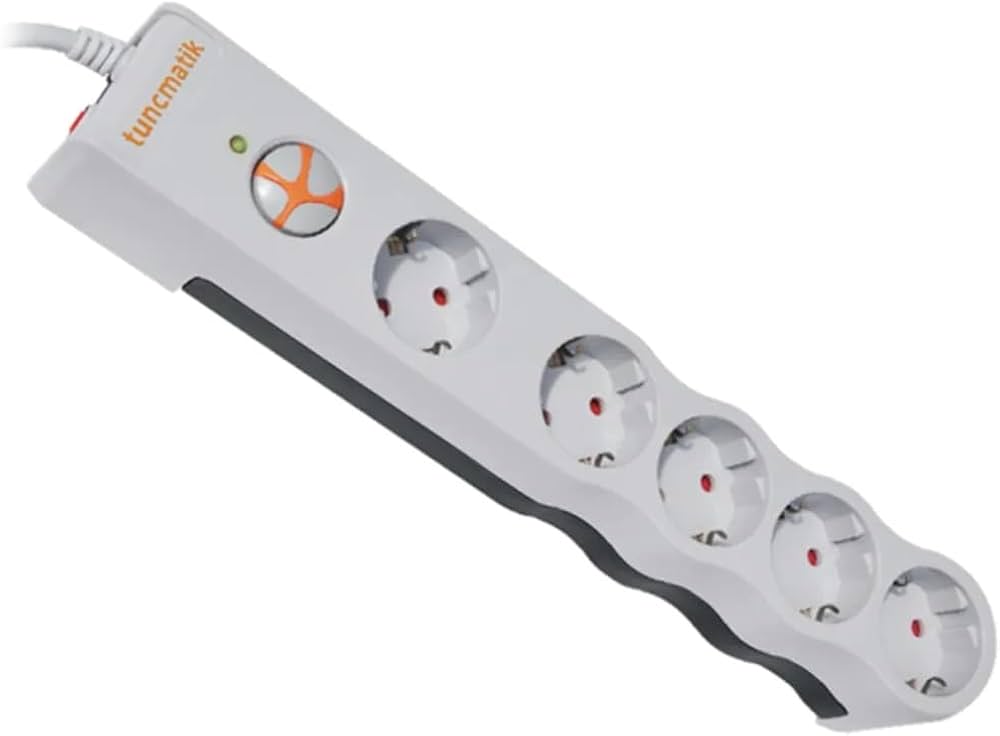Tunçmatik TSK6134 Akım Koruyucu 5'li Priz, 1050 Joule, Beyaz, 1.5