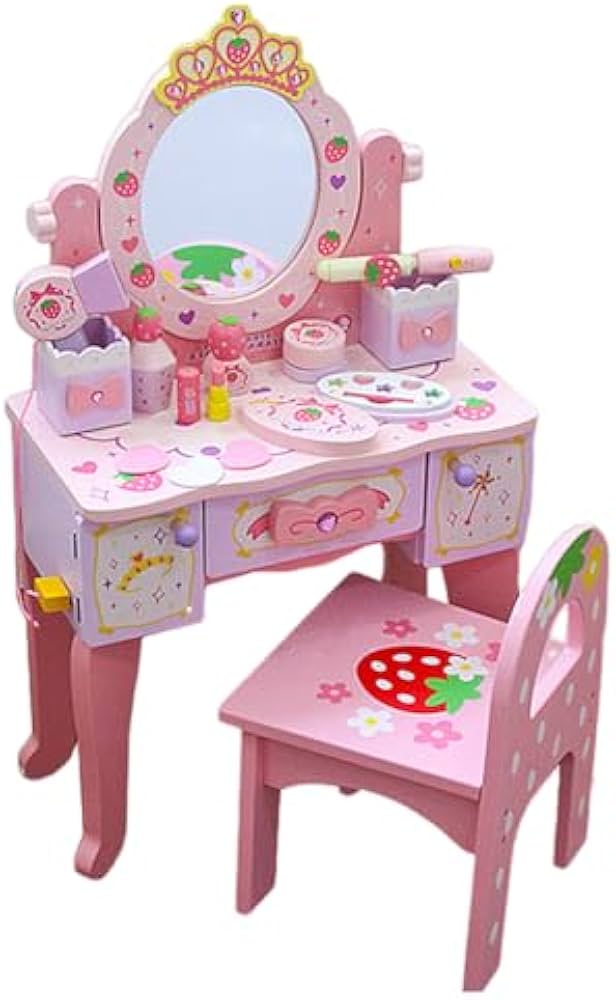 Amazon | Sarinyおままごとドレッサー 子供用ドレッサー 木製 椅子付き