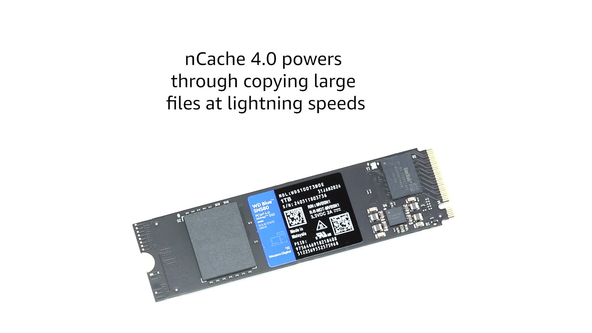 Western Digital 1TB WD Blue SN580 NVMe Internal Solid State Drive