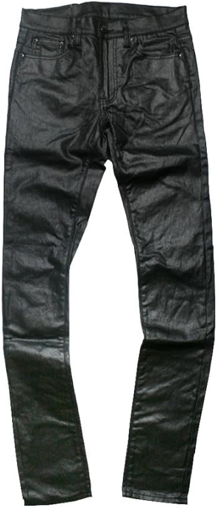 Amazon | [ミニマル] X11 スキニー デニム パンツ PU加工 ブラック 黒