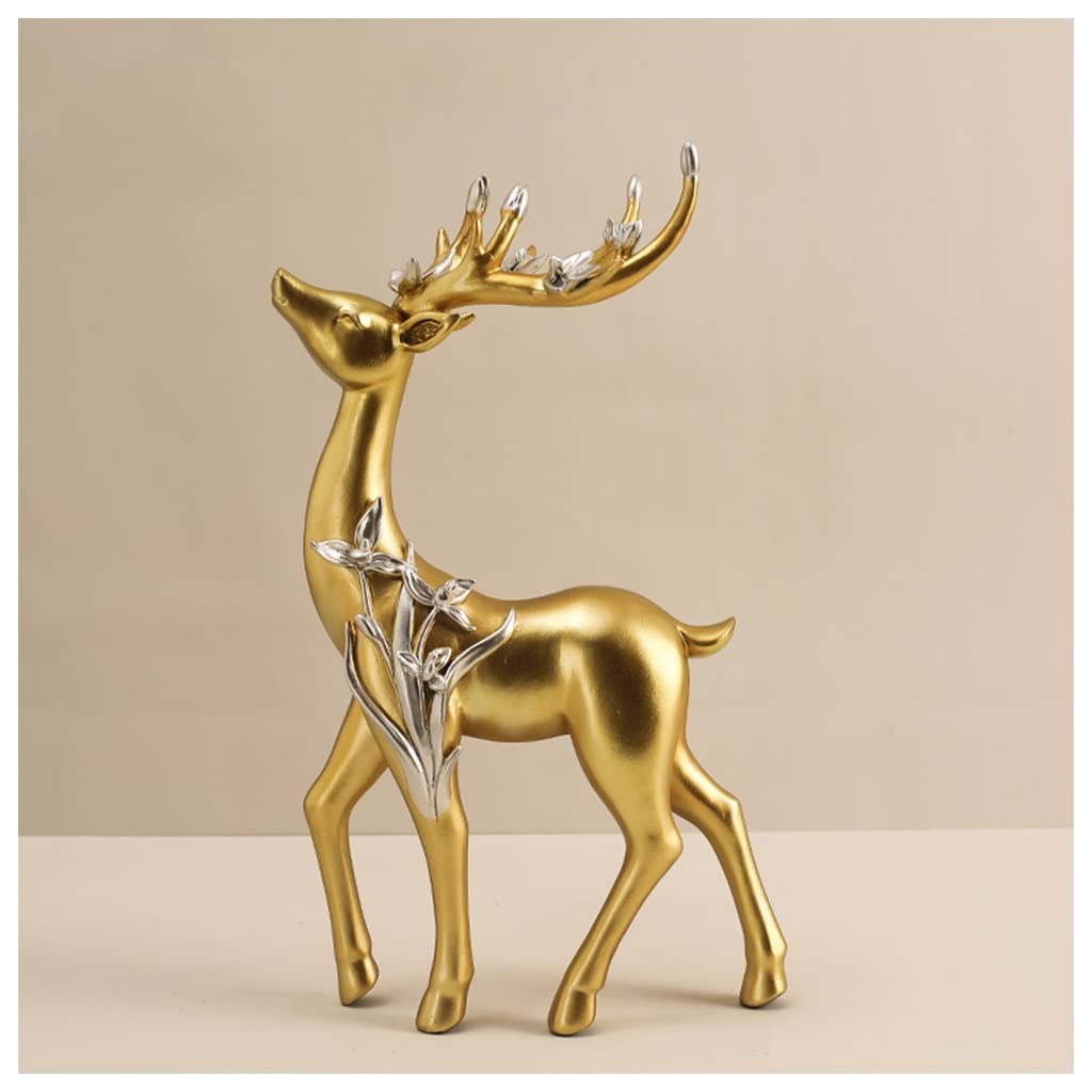 Amazon.co.jp: 置物、開運グッズ、金の鹿の置物、家の装飾の鹿の彫像