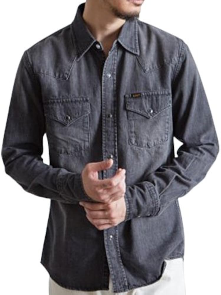 Amazon | [リー] デニムウエスタンシャツ 176/ブラックユーズド LT0500