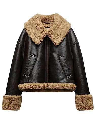 Buy LY VAREY LIN Women Faux Leather Jacket with Faux Fur Lining