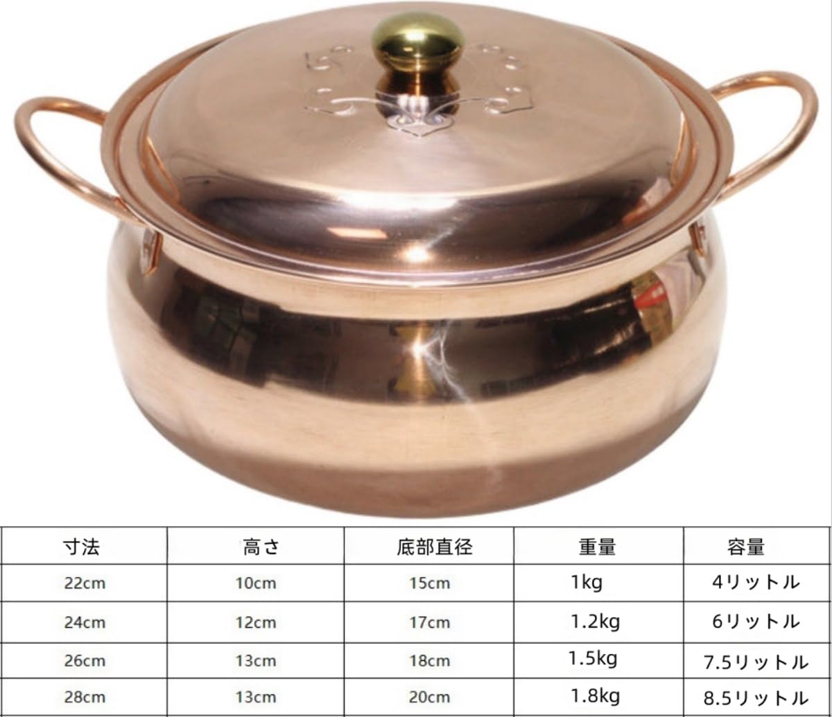 Amazon.co.jp: 銅鍋 銅のスープ鍋 両手鍋 厚い手 深型フライパン