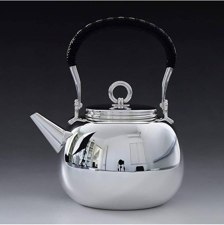 Amazon｜日本製 銀川堂 純銀・湯沸し 鉄砲口 800cc 無地/銀瓶 茶器