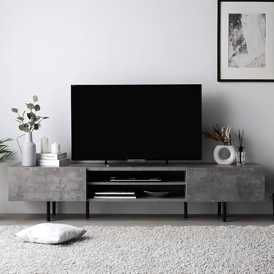 Amazon｜RASIK テレビ台 55型 対応 180cm幅 ストーングレー ローボード