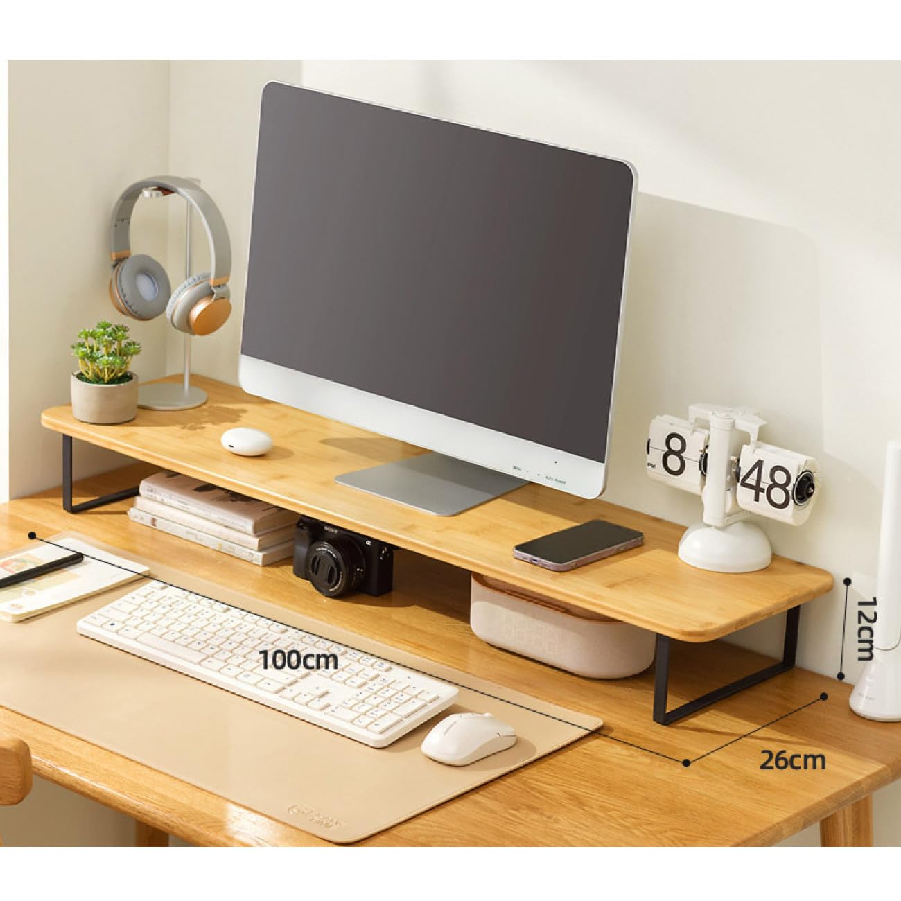 Amazon.co.jp: MJKQ9 机上台 モニター台 100*26*12 モニタースタンド