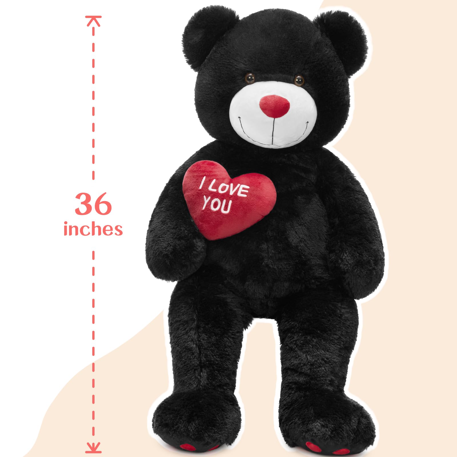 Amazon.com: BENINY Red Heart Big Teddy Bears, Black Teddy Bear