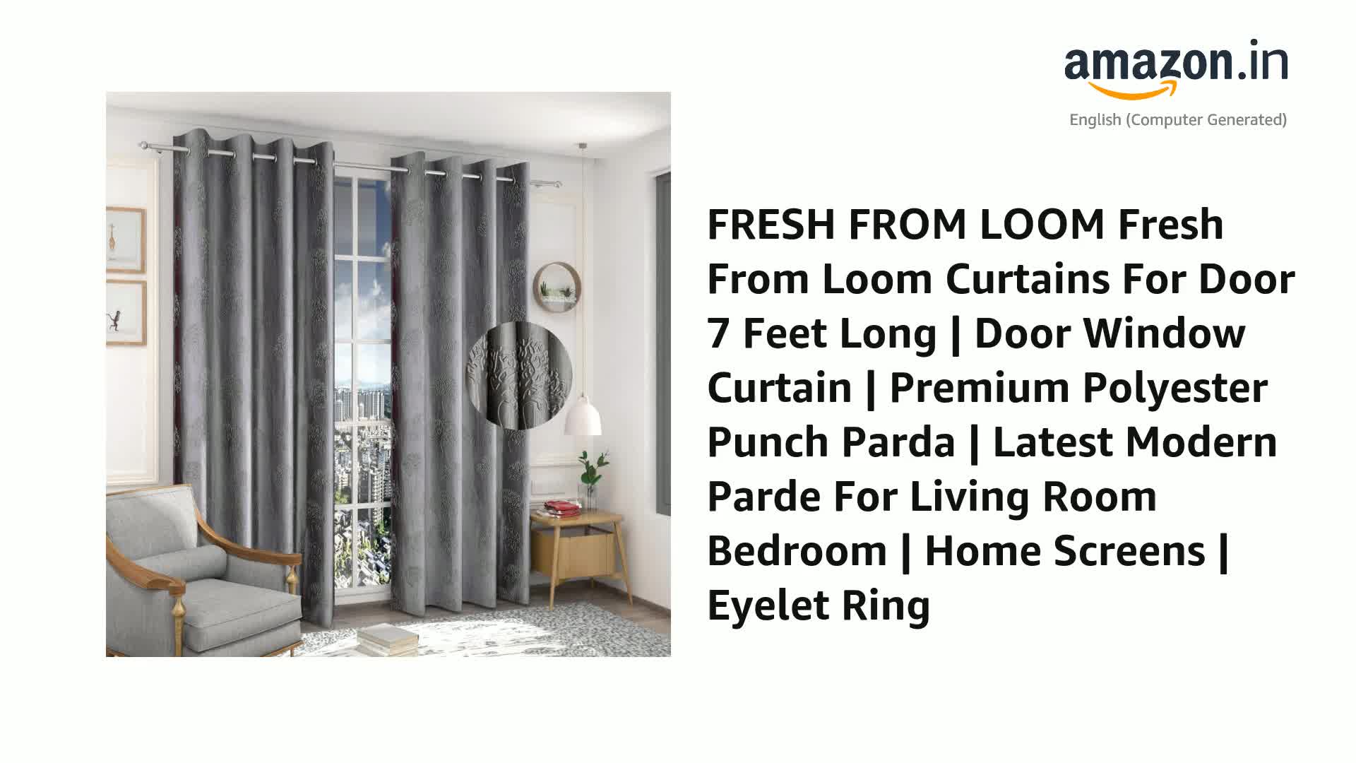 Buy FRESH FROM LOOM Light-Filtering Curtains for Door 7 Feet Long