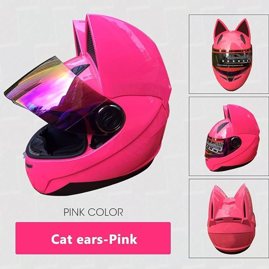 Amazon.com: Men Women Cat Ears Motorcycle Full Face Helmet - Off