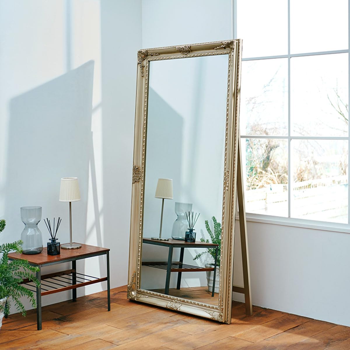 Amazon.co.jp: ぼん家具 スタンドミラー アンティーク 全身鏡 姿見 幅