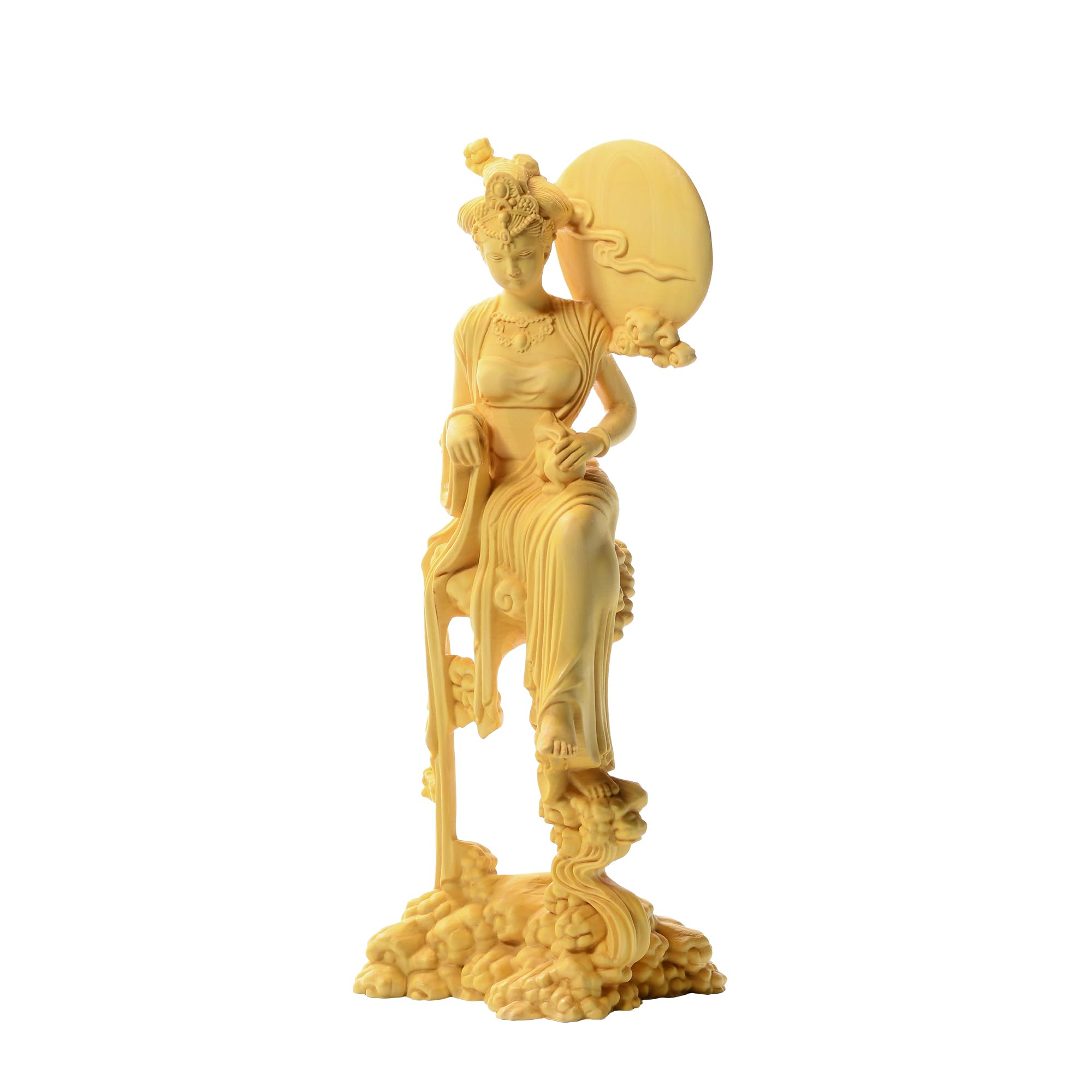 Amazon.co.jp: 繁樓藝雕 月の神 嫦娥 置物 木彫り 中秋 天女像 中国