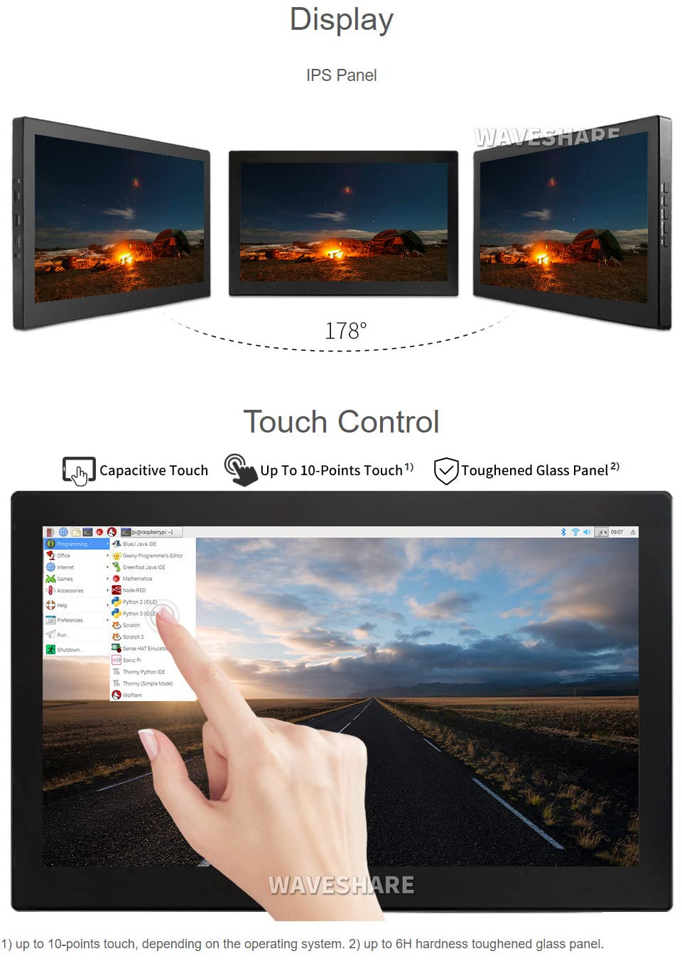 Amazon.co.jp: waveshare 13.3インチ 静電容量式タッチスクリーン LCD