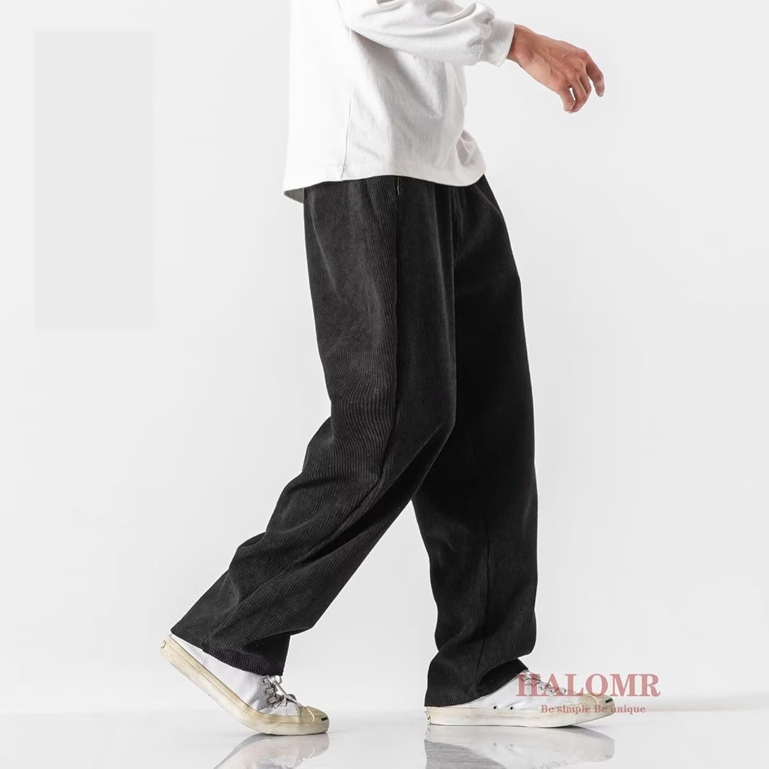 Buy HALOMR Men's Corduroy Pants Expandable Waist Baggy Pants