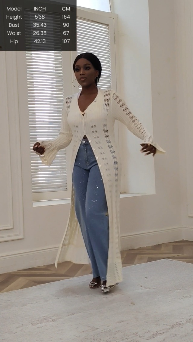 Amazon.com: LETSVDO Long Cardigans for Women Beige Knit Crochet