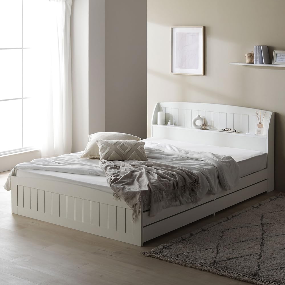 Amazon｜RASIK ベッド セミダブル フレームのみ カントリー調 収納付き