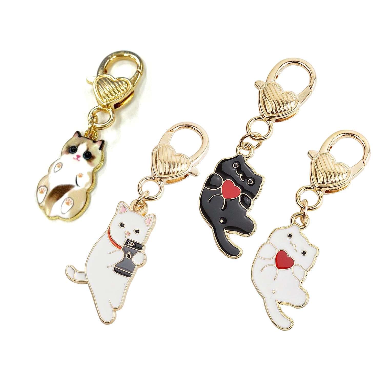 Amazon.co.jp: prendre 4個セット 各種1個入 キーホルダー ペア 猫