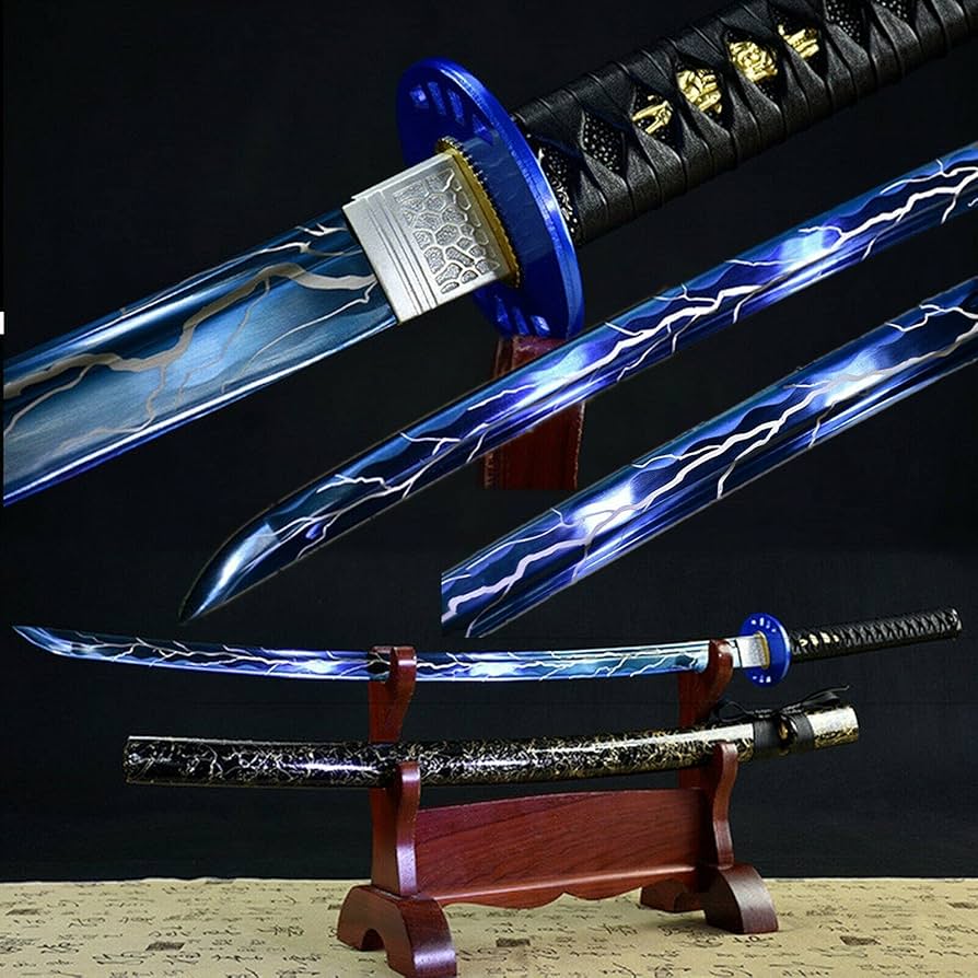 Zhmyyxgs Sword Hand Forged Blue T1095 Steel Lightning Blade