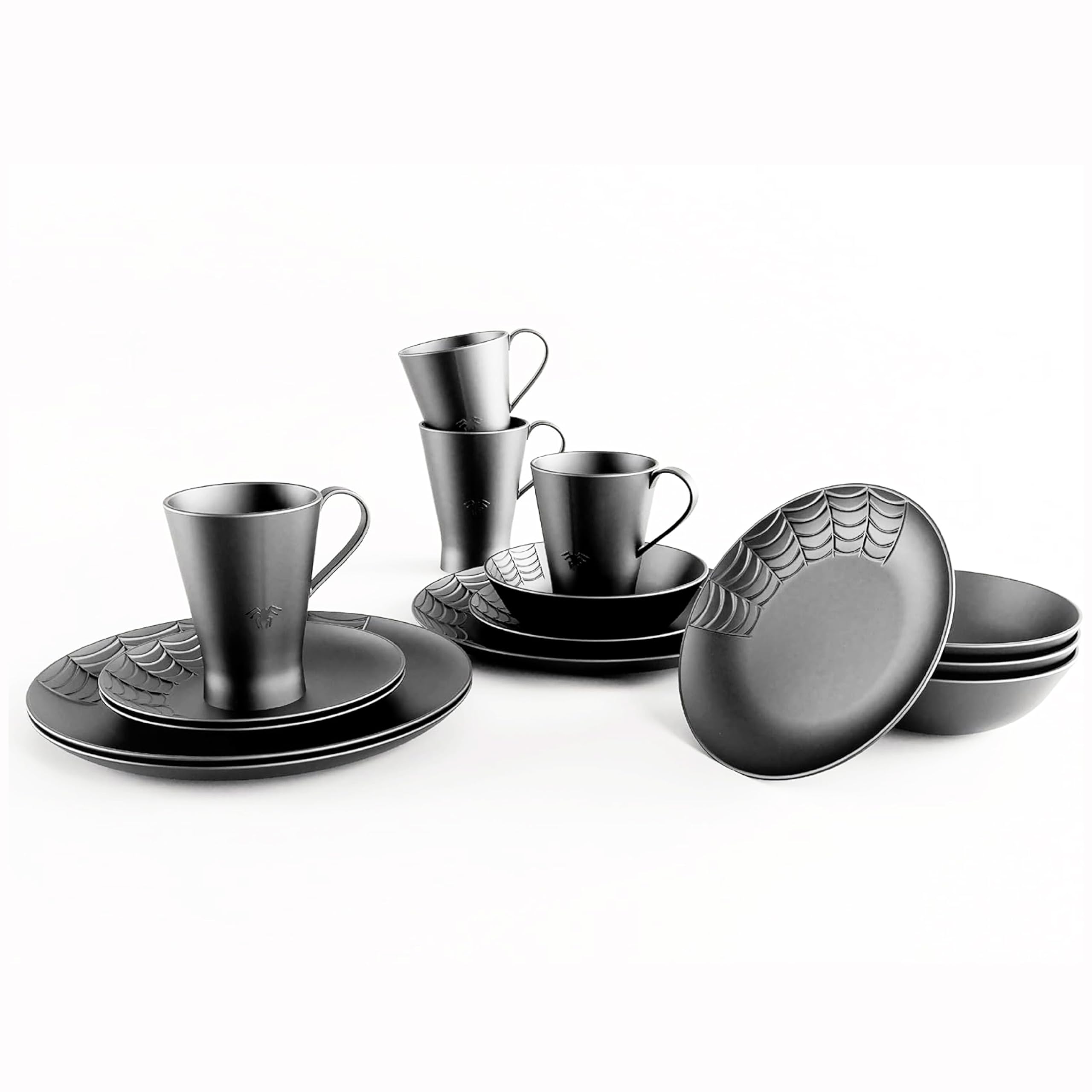 Amazon.com | Nomnu Spiderweb Dinnerware Set (16 Pieces) - Goth
