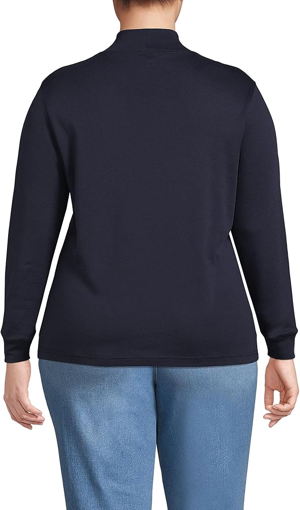 Lands' End Womens Long Sleeve Supima Mock Radiant Navy Regular X