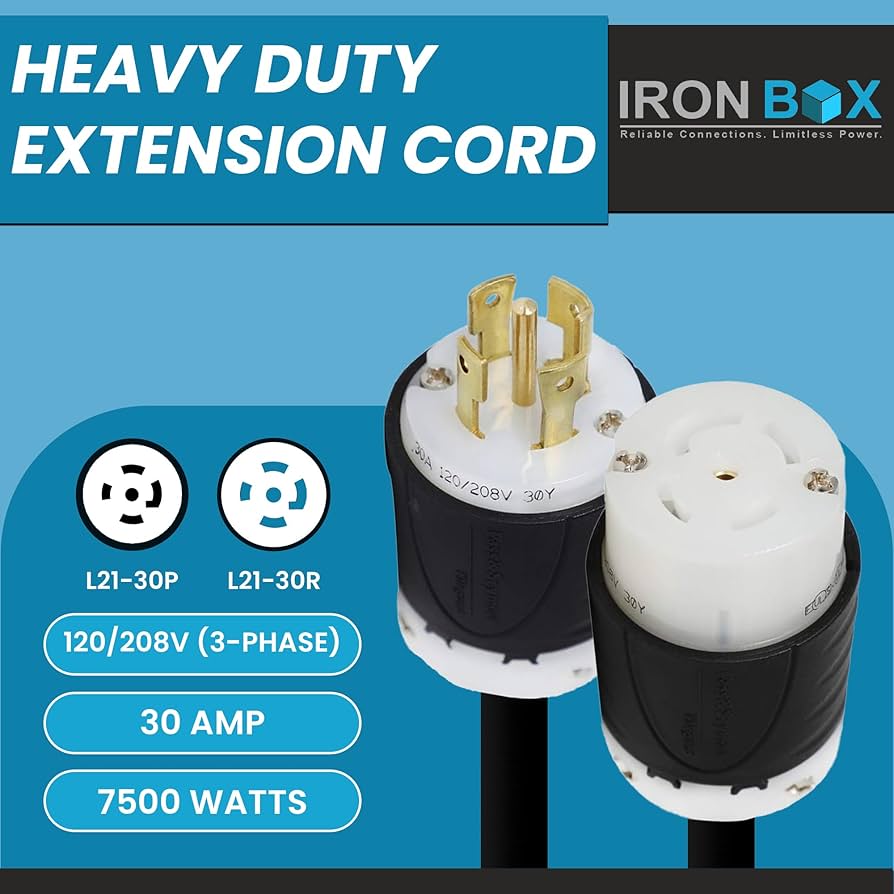 IronBox Electric - L21-30 Extension Cord - 8/5 SOOW Cable Jacket