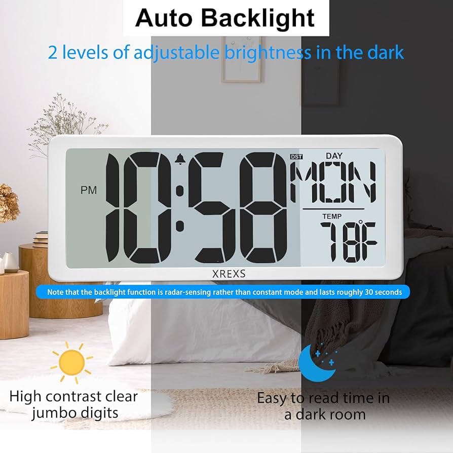 Amazon.com: XREXS Digital Wall Clock with Backlight (Not