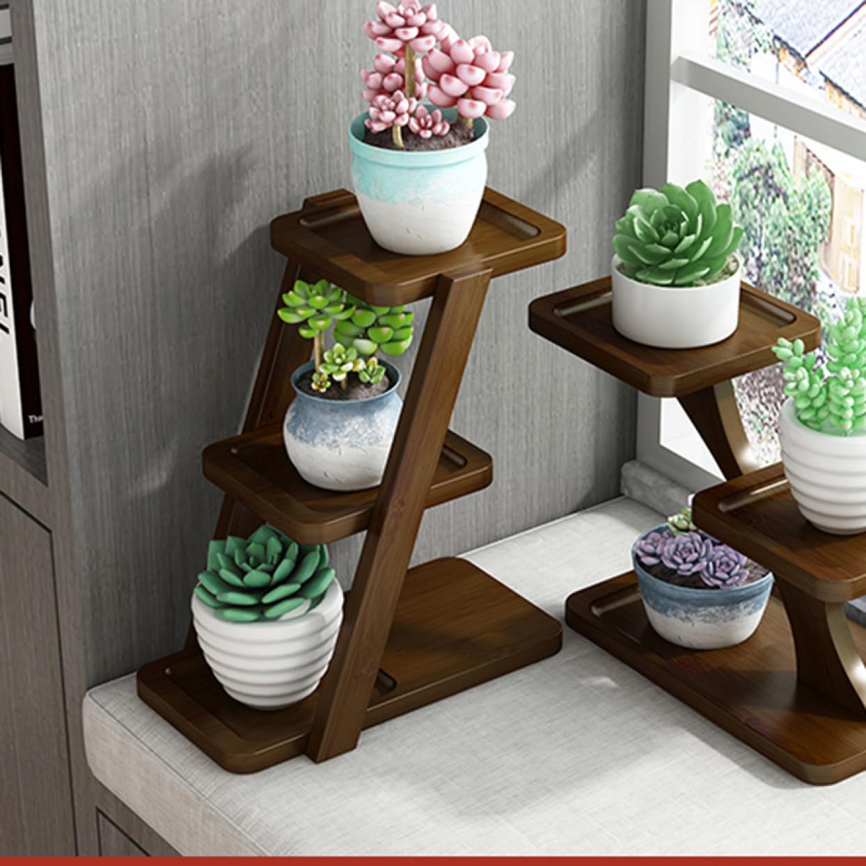 Amazon.co.jp: [GZGZ] フラワースタンド 多肉植物 棚 木製 3段